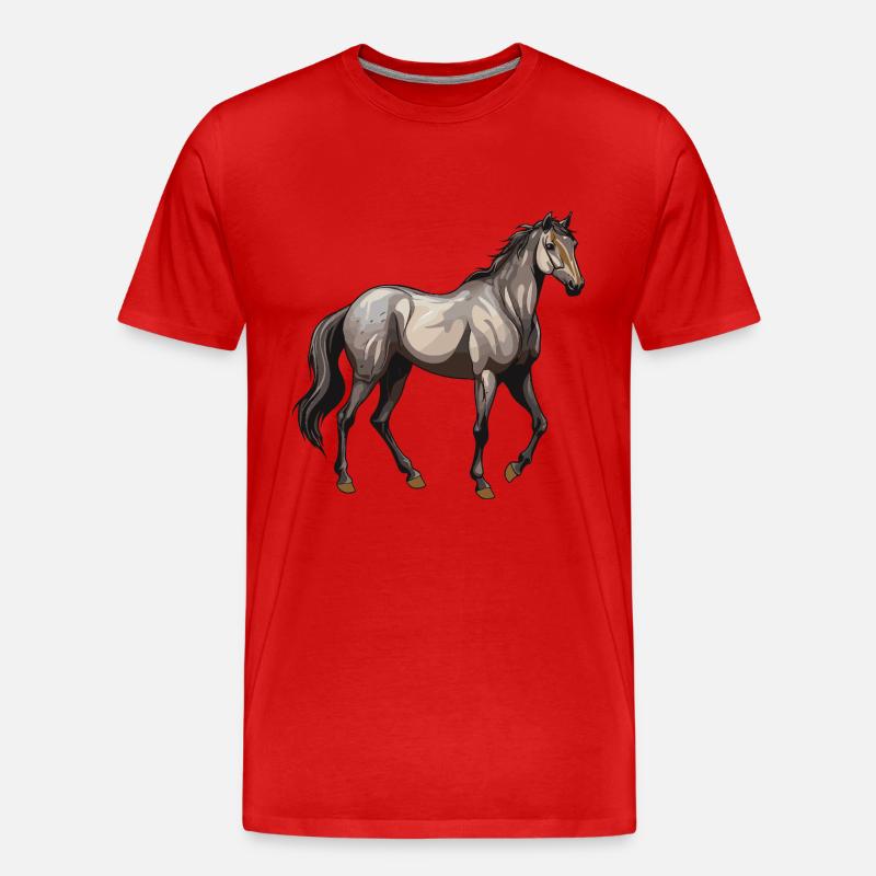 Pferd Tier - Männer Premium Bio T-Shirt - Rot