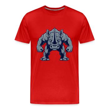 Musculation Rhino Muscles Musculation - T-shirt bio Premium Homme - rouge - Devant - Damien (186cm)