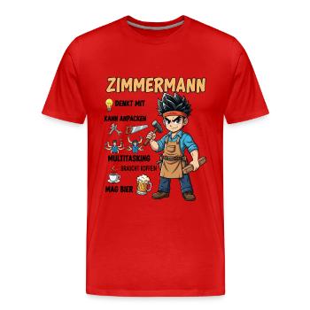 Der Zimmermann - Männer Premium Bio T-Shirt - Rot - Vorne - Damien (186cm)
