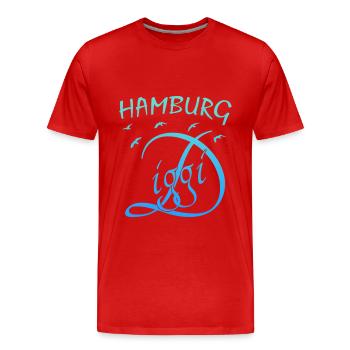 Hamburg - Männer Premium Bio T-Shirt - Rot - Vorne - Damien (186cm)