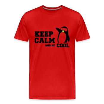Penguin garder son calme - T-shirt bio Premium Homme - rouge - Devant - Damien (186cm)