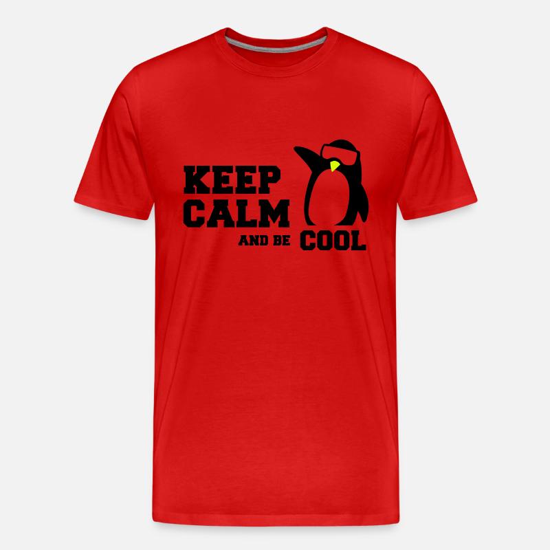 penguin keep calm - Männer Premium Bio T-Shirt - Rot