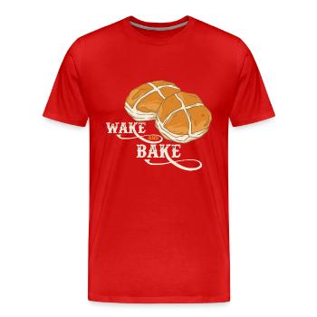 Aufwachen und Backen Backen Liebhaber - Männer Premium Bio T-Shirt - Rot - Vorne - Damien (186cm)