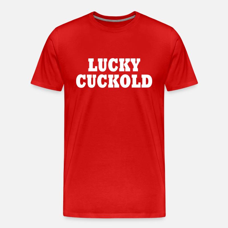 Lucky cuckold - Männer Premium Bio T-Shirt - Rot