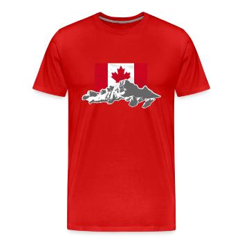 Canada - Maple Leaf- Mountains & Flag - Männer Premium Bio T-Shirt - Rot - Vorne - Damien (186cm)