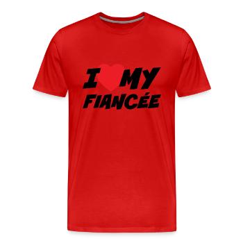 Ich liebe meine Verlobte - Männer Premium Bio T-Shirt - Rot - Vorne - Damien (186cm)