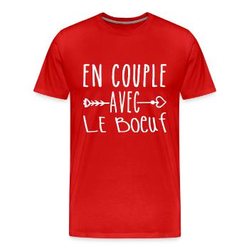 En Couple avec Boeuf, cadeau Fans de Boeuf - T-shirt bio Premium Homme - rouge - Devant - Damien (186cm)