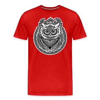 Owl Icon Owl Icon Design - Dark Background - Men's Premium Organic T-Shirt - red - Front - Damien (186cm)