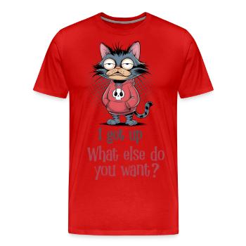 Je me suis levé Cat - T-shirt bio Premium Homme - rouge - Devant - Damien (186cm)