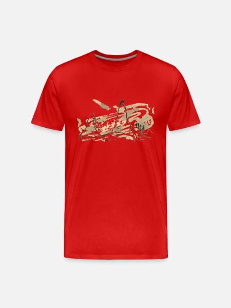 Mountains Landscape / Ink Mountain - Men's Premium Organic T-Shirt - red
