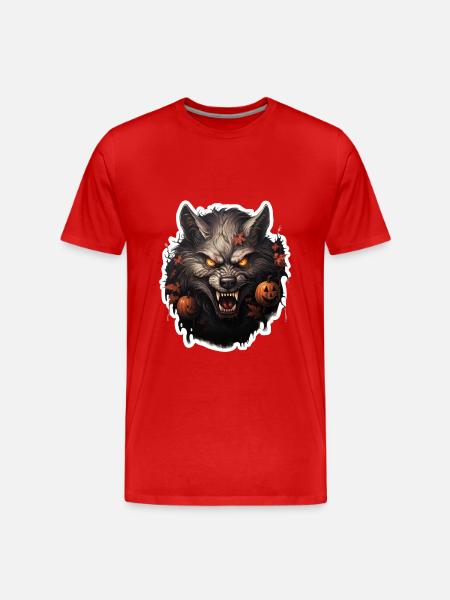 Halloween Werwolf - Männer Premium Bio T-Shirt - Rot
