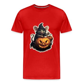 Halloween Maus - Männer Premium Bio T-Shirt - Rot - Vorne - Damien (186cm)