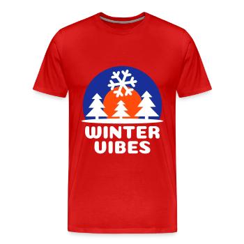 Ambiance hivernale (soleil, voûte céleste, flocon de neige) - T-shirt bio Premium Homme - rouge - Devant - Damien (186cm)