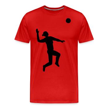 Anmutiger Volleyball Sprung Schwarz - Männer Premium Bio T-Shirt - Rot - Vorne - Damien (186cm)