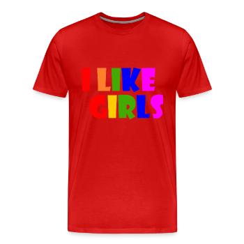 I like girls - Men's Premium Organic T-Shirt - red - Front - Damien (186cm)