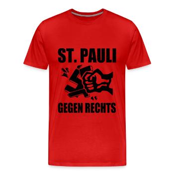 St pauli gegen rechts - Männer Premium Bio T-Shirt - Rot - Vorne - Damien (186cm)