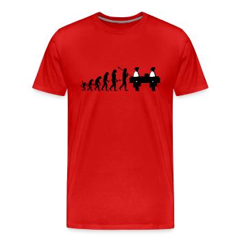 Evolution Bestattung Silhouette Geschenk Shirt - Männer Premium Bio T-Shirt - Rot - Vorne - Damien (186cm)