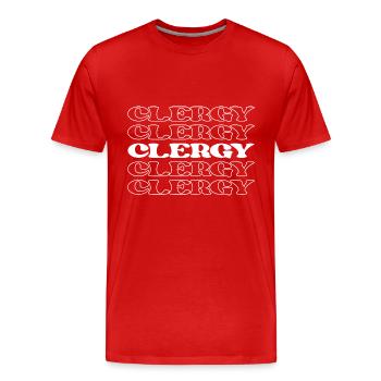 Clergy Funny Appreciation Quotes - Men's Premium Organic T-Shirt - red - Front - Damien (186cm)