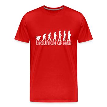 Evolution of men - Für Männer mit Bauch in weiss - Männer Premium Bio T-Shirt - Rot - Vorne - Damien (186cm)
