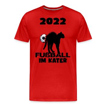 Fußball Katar Fußballexperte "fußball im kater" - Männer Premium Bio T-Shirt - Rot - Vorne - Damien (186cm)
