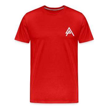 Logo en blanc - T-shirt bio Premium Homme - rouge - Devant - Damien (186cm)