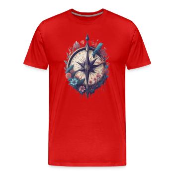 Kompass, Himmelsrichtung, Reisen, Lebenswegweiser - Männer Premium Bio T-Shirt - Rot - Vorne - Damien (186cm)