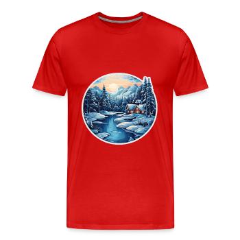 Hiver - T-shirt bio Premium Homme - rouge - Devant - Damien (186cm)
