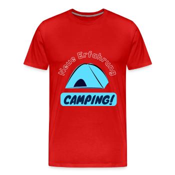 Neue Erfahrung - Camping! - Männer Premium Bio T-Shirt - Rot - Vorne - Damien (186cm)