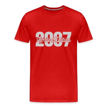 2007 Chemise d’anniversaire en édition limitée - T-shirt bio Premium Homme - rouge - Devant - Damien (186cm)