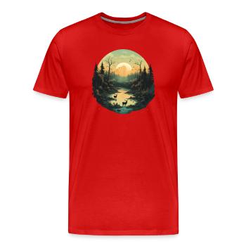 Nature, Soleil, Animal, Environnement, Eau, Rivière, Arbre, Plantes - T-shirt bio Premium Homme - rouge - Devant - Damien (186cm)
