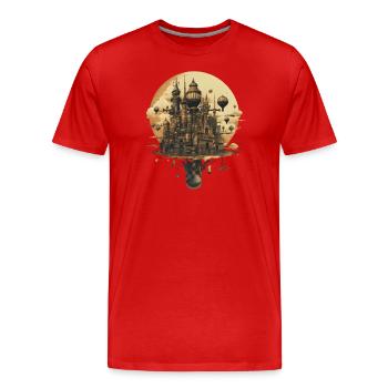 Ballon Gebäude Maschine Industrialisierung Insel - Männer Premium Bio T-Shirt - Rot - Vorne - Damien (186cm)