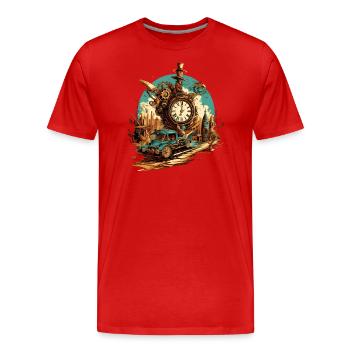 Industrie Fabrik Auto Dampfmaschine Dampf Uhrzeit - Männer Premium Bio T-Shirt - Rot - Vorne - Damien (186cm)