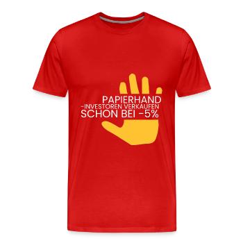 Papierhände verkaufen sofort - Männer Premium Bio T-Shirt - Rot - Vorne - Damien (186cm)