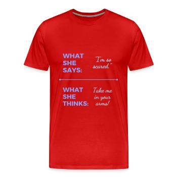 Prenez-moi dans vos bras ! - T-shirt bio Premium Homme - rouge - Devant - Damien (186cm)