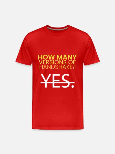 How many versions of Handshake? - Men's Premium Organic T-Shirt - red