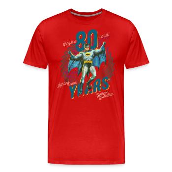 Batman 80 Years Vintage Retro - Men's Premium Organic T-Shirt - red - Front - Damien (186cm)