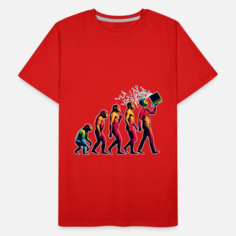 Evolution Humans To Laptop PC Nerd Geek Monkey Men's Premium Organic T-Shirt