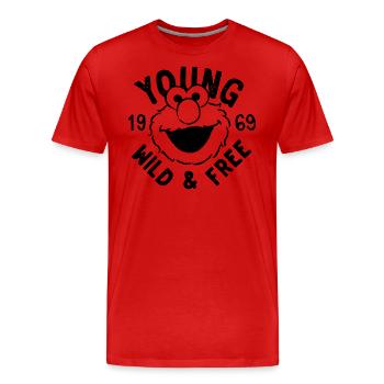 Sesame Street Elmo Young, Wild And Free 1969 - Men's Premium Organic T-Shirt - red - Front - Damien (186cm)