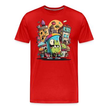 The Street Art Connoisseur - Men's Premium Organic T-Shirt - red - Front - Damien (186cm)