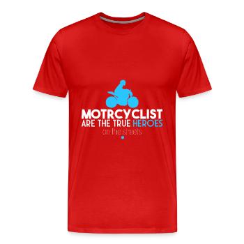 Les motocyclistes sont des héros - T-shirt bio Premium Homme - rouge - Devant - Damien (186cm)