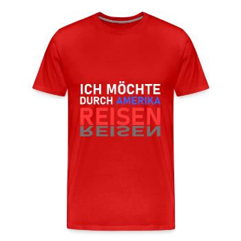 Amerika Reise - Männer Premium Bio T-Shirt - Rot - Vorne - Damien (186cm)