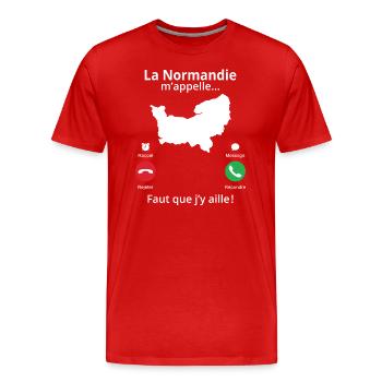 La Normandie m'appelle faut que j'y aille! - T-shirt bio Premium Homme - rouge - Devant - Damien (186cm)