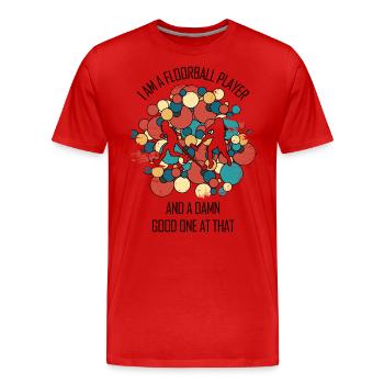 Floorball, Floorball, Hockey sur gazon, Hockey en salle - T-shirt bio Premium Homme - rouge - Devant - Damien (186cm)