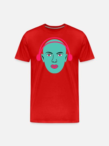 Frau hört Musik - Männer Premium Bio T-Shirt - Rot