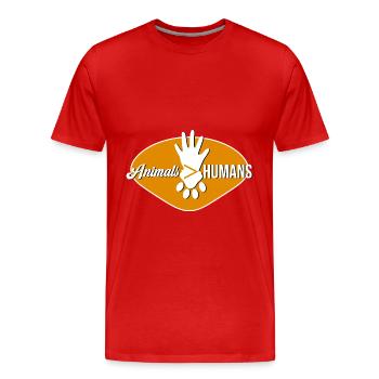 Animaux > humains - T-shirt bio Premium Homme - rouge - Devant - Damien (186cm)