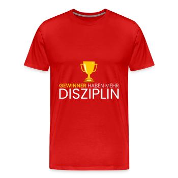 Gewinner haben mehr Disziplin - Männer Premium Bio T-Shirt - Rot - Vorne - Damien (186cm)