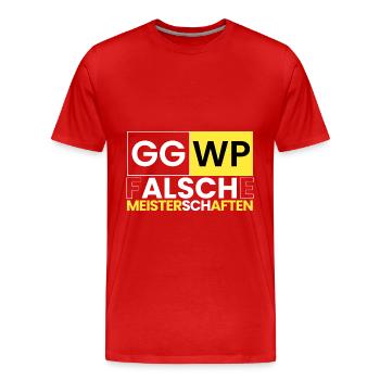 gg wp, false championships - Men's Premium Organic T-Shirt - red - Front - Damien (186cm)