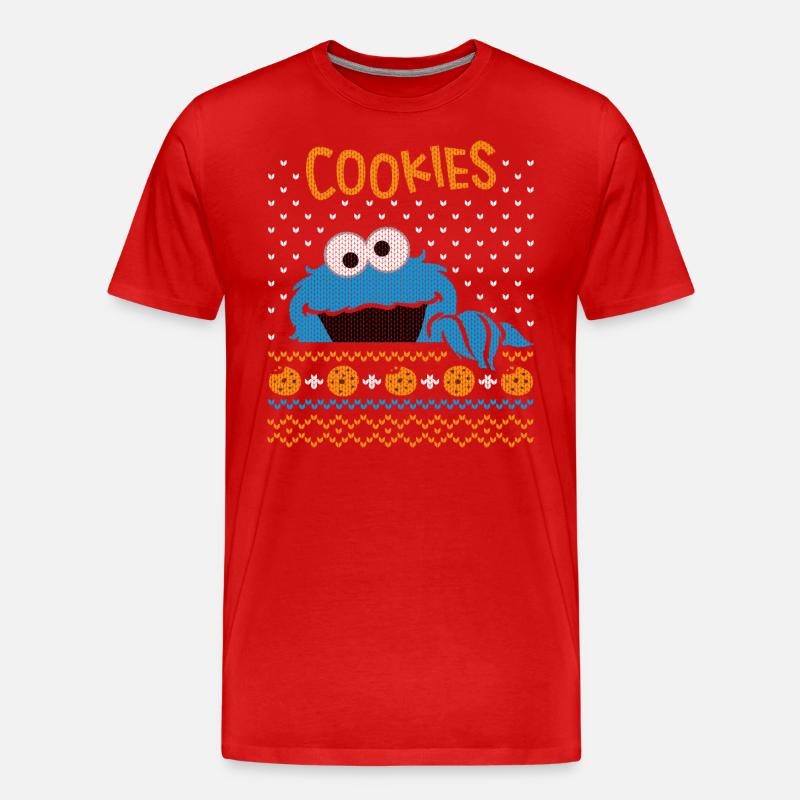 5 Rue Sésame Macaron Pull Moche de Noël - T-shirt bio Premium Homme - rouge