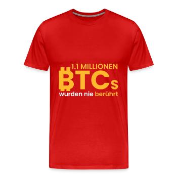 1.1 Millionen BTCs nie bewegt - Männer Premium Bio T-Shirt - Rot - Vorne - Damien (186cm)