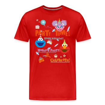 Sesamstraße Party Time Happy Birthday - Männer Premium Bio T-Shirt - Rot - Vorne - Damien (186cm)
